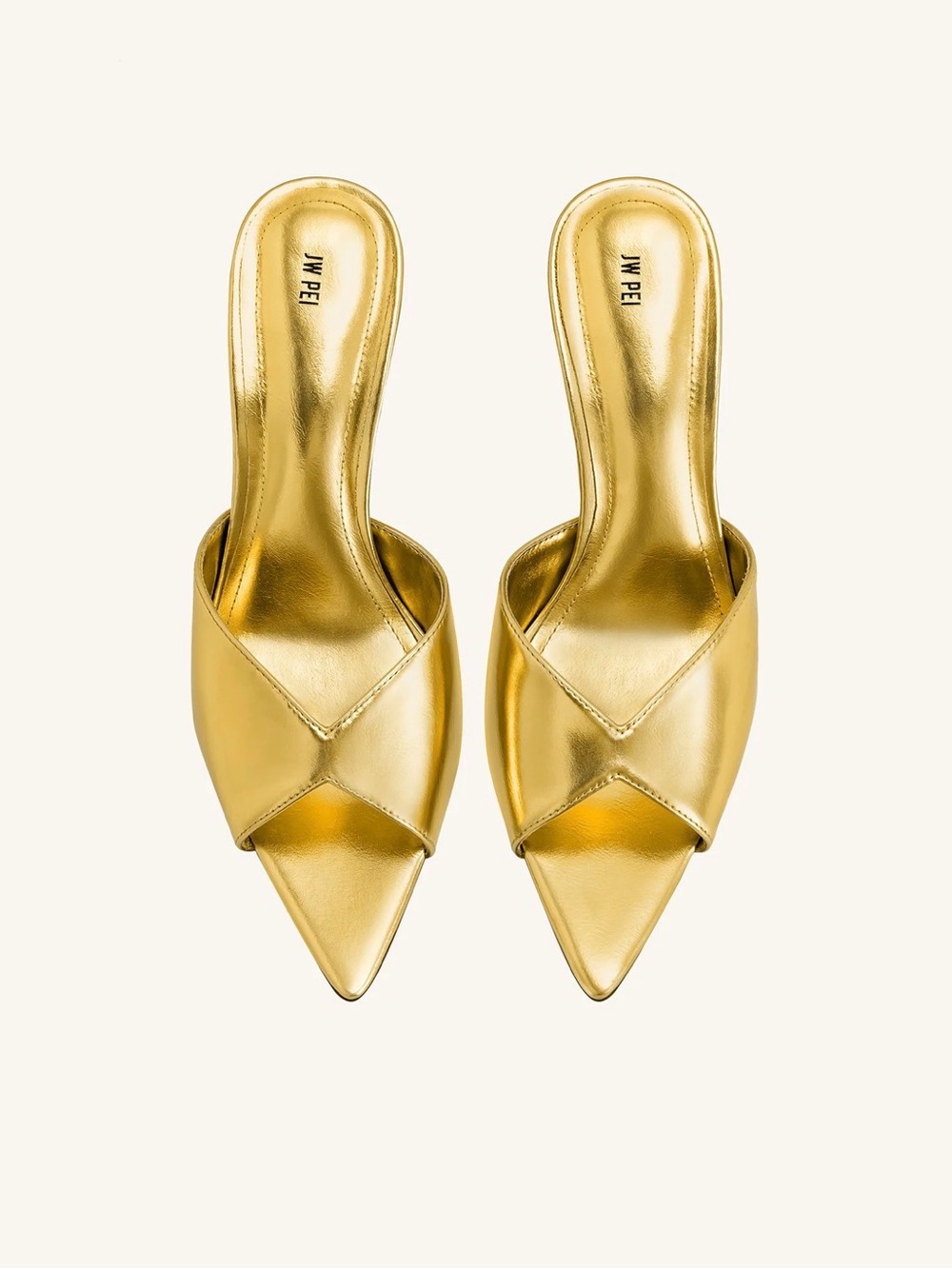 JW PEI Metallic Gold Sculpted Heel Mules - Picture 5 of 8